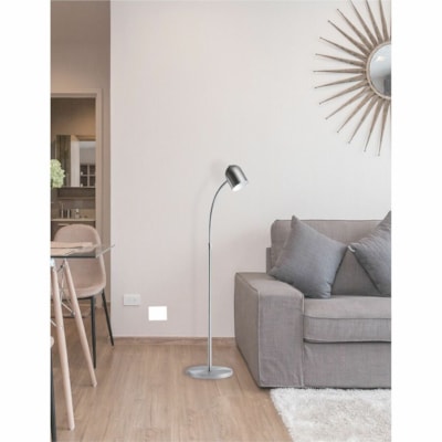 Dainolite 5W Floor Lamp, Satin Chrome Finish - 53" (1346.20 mm) Height x 8" (203.20 mm) Width - 5 W LED Bulb - Satin Chrome - Gooseneck - 400 lm Lumens - Metal - Floor-mountable - for Bedroom, Living Room, Office, Commercial 5W FLOOR LAMP  SATIN CHROME 