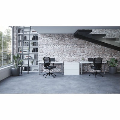 Offices To Go Ibex | Upholstered Seat & Mesh Back Tilter - Black Seat Color - Bonded Leather, Mesh Seat Material - Black Back Color - Mesh Back Material - 5-star Base - Luxhide, Bonded Leather - Armrest MEDIUM BACK TILTER LUXHIDE BONDED LEATHER  BLACK
