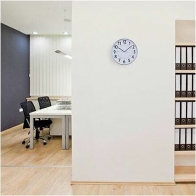 Kiera Grace Wall Clock - Quartz - White Main Dial - Silver Case NON-TICKING- BLACK 0.75" DEEP