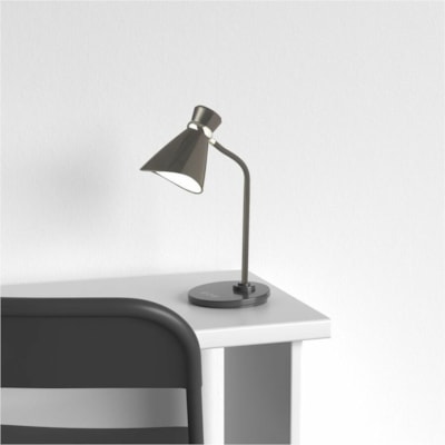 Dainolite 6W Desk Lamp, Black Finish - 16" (406.40 mm) Height - 1 x 6 W LED Bulb - Black - Gooseneck, Dimmable, Touch-activated, Automatic On/Off, Flexible - 350 lm Lumens - Plastic - Table Top, Desk Mountable - Black - for Table, Desk, Bedroom, Living Room, Commercial BLACK FINISH LED