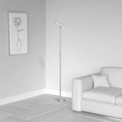 Dainolite Torchier Floor Lamp, Satin Nickel Finish - 1 x 35 W LED Bulb - Satin Nickel, Satin Chrome - 2600 lm Lumens - Metal - for Office, Bedroom, Living Room, Commercial SATIN NICKLE LED