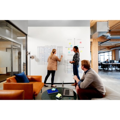 Post-it® Easy Erase Whiteboard Roll, 4'x3' - White Surface - White Sheet Color - Rectangle - 4" (101.60 mm) Length x 3" (76.20 mm) Width - Flexible, Stain Resistant, Easy Peel, Self-stick, Removable, Wipeable, Stain Proof - 1 Each WHITEBOARD SURFACE & SHEETS EE4X3
