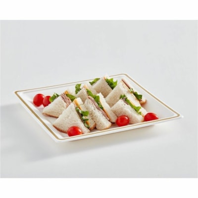 Eco Guardian - Assiettes compostables carrées en fibre dorée de 9 po - Salade, Alimentaire - Jetable - Adapté au micro-ondes - Oven Safe - Fibre Corps - Carré - 64 emballage 9" ASSIETTES DE -8 PAR PAQUET 8 PAQUETS PAR CAISSE