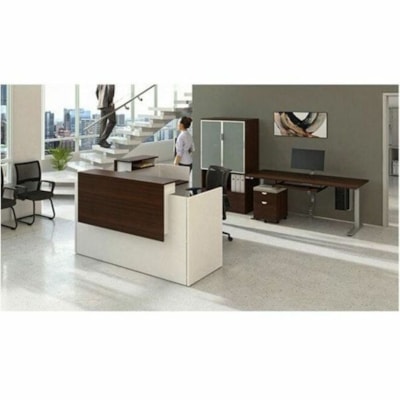 HDL - Bureau assis-debout Athena - Contemporain Style - 220 lb (99,79 kg) Capacité - Hauteur réglable - largeur du plateau de table 66 po (1676,40 mm) x profondeur du plateau de table 30 po (762 mm) - hauteur de 45,5 po (1155,70 mm) - Commercial - Assemblage requis - Evening Zen, Argen EVENING ZEN/SILVER 2 LEG BASE 66'' W X 30''D X 27.5-45.5''H