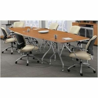 Global Bungee Winter Cherry Transformer Table 13-ft Kit - Material: Laminate, Metal - Finish: Winter Cherry - Durable - For Boardroom, Conference Table, Classroom, Meeting, Training KIT  6 TABLE SET LAMINATE  LIGHT BROWN