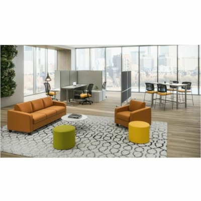 Offices To Go - Chaise MVL13007 WA44 - Tissu, Bois ROUND 20" WATERFALL FABRIC.  IMAGINE