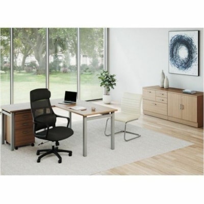 Offices To Go Newland | 60"W x 30"D Rectangular Desk - x 1" (25.40 mm) Thickness Top, x 0.1" (2 mm) Thickness Edge, 29.6" (751.84 mm) Height x 60" (1524 mm) Width x 29.7" (754.38 mm) Depth - Band Edge - Material: Thermofused Laminate (TFL) - Finish: Absolute Acajou - Leveling Glide, Modular, Modesty FINISH - ABSOLUTE ACAJOU 