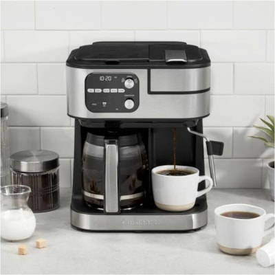 Cuisinart Coffee Center Barista Bar 4-In-1 Coffeemaker - Programmable - Water Filter - 2.13 L - 10 Cup(s) - Multi-serve - Coffee Strength Setting - K-Cup Pod/Capsule Brand - Timer - Silver, Stainless Steel - Metal, Stainless Steel Body - Glass Carafe - Charcoal Filter  