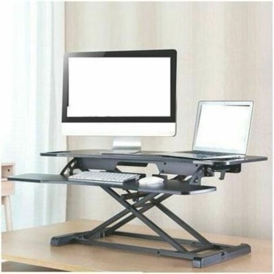 TygerClaw Sit-Stand Desktop Workstation, Black - Height Adjustable rkstation 