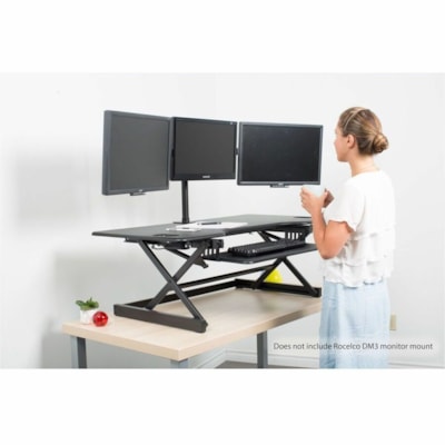 Rocelco 46" Large Height-Adjustable Standing Desk Riser, Black - 45 lb (20411.66 g) Load Capacity - 46" (1168.40 mm) Width x 23.60" (599.44 mm) Depth - Desk - Matte - Steel, Laminate, Medium Density Fiberboard (MDF), Metal - Black - For Multipurpose, Computer, Monitor, Notebook, Commercial - Keyboar table Desk Riser tigue mat