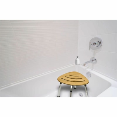 BIOS Medical Bamboo Bath Stool - Bamboo Seat Material - Light Brown - 1 / Unit RUST FREE ALUMINUM LEGS WEIGHT CAPACITY 300LBS