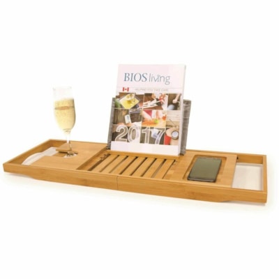 BIOS Medical Bamboo Bathtub Caddy - 1.4" (35.56 mm) Height x 27.5" (698.50 mm) Width x 8.7" (220.98 mm) Depth - Adjustable - Bamboo - 1 / Unit  