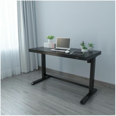 Realspace Electric 48" Height-Adjustable Standing Desk, Black - Modern Style - 1 Drawers - 2 Legs - 100 lb (45.36 kg) Capacity - Height Adjustable - 48" (1219.20 mm) Table Top Width x 23.6" (599.44 mm) Table Top Depth - 47.6" (1209.04 mm) Height - Business, Office - Assembly Required - Black, Metall  