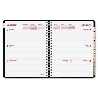 Brownline Weekly Planner - Weekly - 1 Year - January 2017 to December 2017 - 1 Week Double Page Layout - 6 3/4" (171.45 mm) x 8 3/4" (222.25 mm) Sheet Size - Desktop - Black Cover - Phone Directory - 1 Each  