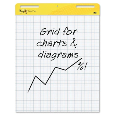 Post-it® Self-Stick Easel Pad Value Pack - 30 Sheets - Stapled - Feint Front Ruling - Blue Margin - 18.50 lb (8391.46 g) Basis Weight - 25" (635 mm) x 30" (762 mm) Sheet Size - White Paper - Cardboard Cover - Self-adhesive, Repositionable, Resist Bleed-through, Removable, Sturdy Back - 2 / Carto GRID LINES 25"X30" 30 SHEETS /PAD SELF-STICK