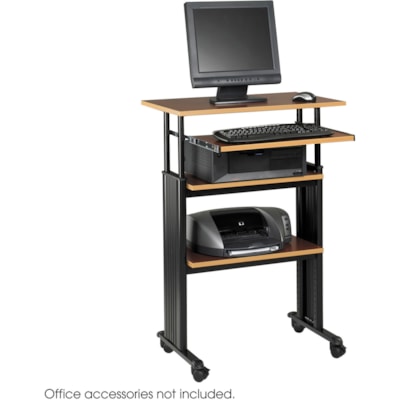 Safco - Poste de travail debout à hauteur réglable Muv - Top Rectangulaire - Hauteur réglable - 35 po (889 mm) à 49 po (1244,60 mm), 1 po (25,40 mm), 1 po (25,40 mm), 14 po (355,60 mm), 14 po (355,60 mm) Adjustment - Assemblage requis - Acier - 1 chaque HAUTEUR RÉGLABLE  CERISIER MUV SAFCO