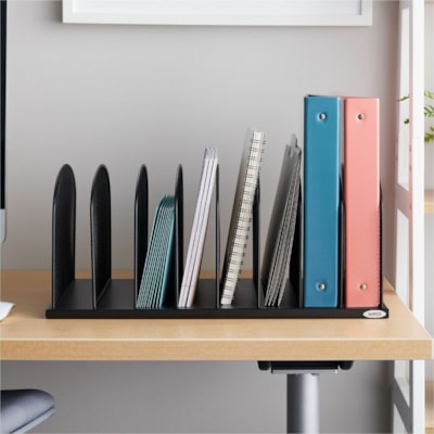 Safco Mesh Desk Organizers - 8 Compartment(s) - Compartment Size : 2" (50.80 mm) - 8.3" (209.55 mm) Height x 19.3" (488.95 mm) Width x 11.5" (292.10 mm) Depth - Desktop - Powder Coated - Black - Steel - 1 Each 8 - 2" WIDE VERTICAL PARTS.BLK 19 1/4"W X 11 1/2"D X 8 1/4"H