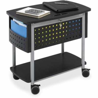 Safco Scoot Mobile File Cart - 200 lb (90718.47 g) Capacity - 4 Casters - 3" (76.20 mm) Caster Size - Steel - 29.8" (755.65 mm) Width x 18.8" (476.25 mm) Depth x 27" (685.80 mm) Height - Black - 1 Each BLACK/GREY  SAFCO 29 7/8"WX18 3/4"DX27"H