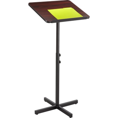 Safco Adjustable Speaker Podiums - Square Top - Mahogany Base - Height Adjustable - 29.5" (749.30 mm) to 46" (1168.40 mm) Adjustment - 21" (533.40 mm) Table Top Length x 21" (533.40 mm) Table Top Width - 46" (1168.40 mm) Height - Presentation - Laminated - Wood Top Material - 1.0 Each  