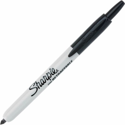 Sharpie Retractable Permanent Marker - Fine Marker Point - Retractable - Black Ink - 1 Dozen MARKERS 