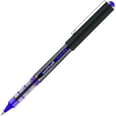 uniball(tm) Vision Rollerball Pens - 0.5 mm (0.02") Micro Pen Point - Blue Ink - 1 Dozen VISION INK WINDOW UNI-FLOW WATER/FADE PROOF DISPOSABLE