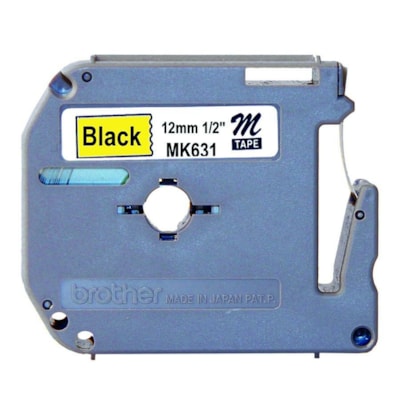 Brother P-touch Nonlaminated M Series Tape Cartridge - 1/2" (12.70 mm) Width - Direct Thermal - Black, Yellow - 1 Each 12MMX8M  M SERIES P-TOUCH TO BE USED W/PT75 85 100 110