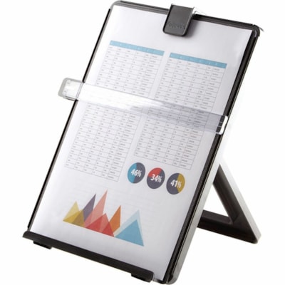 Fellowes Non-Magnetic Copyholder - 11.25" (285.75 mm) Height x 10.13" (257.30 mm) Width x 7.38" (187.45 mm) Depth - Black - Plastic 5 POSITION ADJUSTABLE REMOVABLE LINE GUIDE PLASTIC