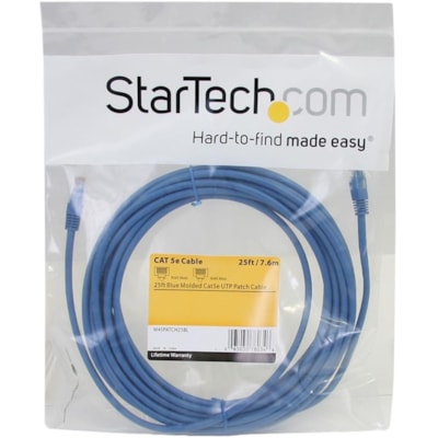 StarTech.com 25 ft Blue Molded Cat5e UTP Patch Cable - Category 5e - 25 ft - 1 x RJ-45 Male Network - 1 x RJ-45 Male Network - Blue 5E (350 MHZ) UTP PATCH CABLE 