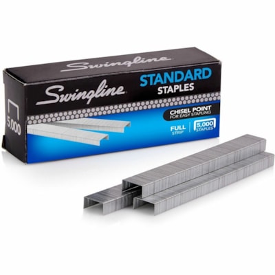 Swingline Standard Staples - Standard - 1/4" (6.35 mm) Leg - for Paper - Chisel Point - Silver - 210 Per Strip - 5000 / Box CHISEL POINT  1.4" LONG LEG 210 PER STRIP  5000 PER BOX