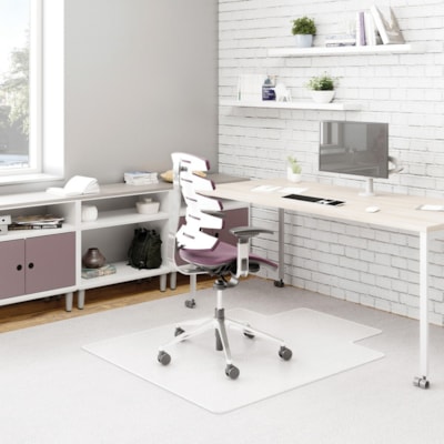 Deflecto - DuraMat pour tapis - Sol moquetté - longueur de tapis 48 po (1219,20 mm) x largeur de tapis 36 po (914,40 mm) - longueur de lèvre 12 po (304,80 mm) x largeur de lèvre 20 po (508 mm) - Vinyle - clair - 1 chaque POUR TAPIS À POILS COURTS VINYLE TRANSPARENT