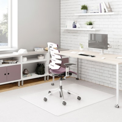 Deflecto - DuraMat pour tapis - Sol moquetté - longueur de tapis 60 po (1524 mm) x largeur de tapis 46 po (1168,40 mm) - Vinyle - clair - 1 chaque POUR TAPIS À POILS COURTS VINYLE TRANSPARENT
