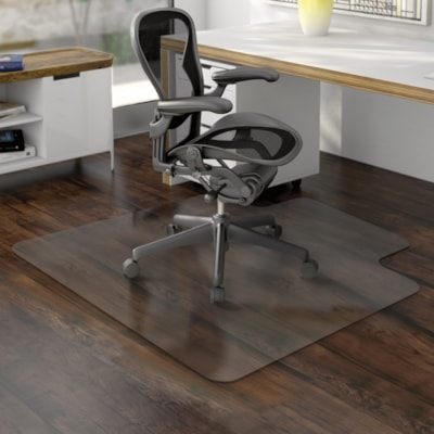 Deflecto - Dessous de siège EconoMat - Sol sans tapis - longueur de tapis 53 po (1346,20 mm) x largeur de tapis 45 po (1143 mm) - longueur de lèvre 12 po (304,80 mm) x largeur de lèvre 25 po (635 mm) - Vinyle - clair - 1 chaque POUR PLANCHERS DURS SANS TAPIS VINYLE TRANSPARENT
