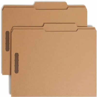 Smead 2/5 Onglet coupé format lettre Recyclé Chemise avec fixateur - 8 1/2 po (215,90 mm) x 11 po (279,40 mm) - 3/4 po (19,05 mm) Extension - 2 x 2K Attache(s) - 2 po (50,80 mm) pour Dossier - Haut Position supérieure - Droite du centre Position d'onglet - Kraft - 10% Recycl&eac REINFORCED 2/5-CUT TAB LETTER SIZE/KRAFT