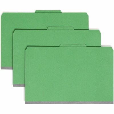 Smead - SafeSHIELD 2/5 Onglet coupé format légal Recyclé Chemise de classification - 8 1/2 po (215,90 mm) x 14 po (355,60 mm) - 2 po (50,80 mm) Extension - 2 x 2S Attache(s) - 2 po (50,80 mm) pour Dossier - Haut Position supérieure - Droite du centre Position d'onglet - 2 SAFESHIELD FASTENERS  GREEN 2 DIVIDERS/2" EXPANSION