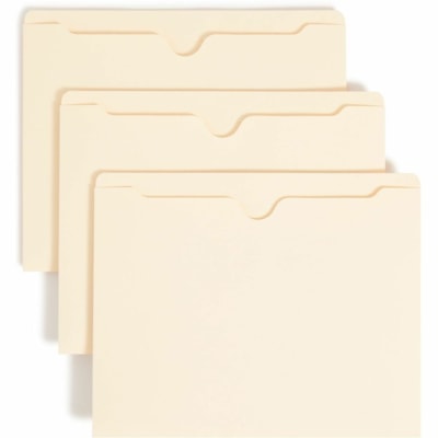 Smead Straight Tab Cut Letter Recycled File Jacket - 8 1/2" (215.90 mm) x 11" (279.40 mm) - 11 pt. (3.87 mm) - 2 Plys - Manila - Reinforced, Slip Resistant - 10% Recycled - 100 / Box REINFORCED STRAIGHT-CUT TAB LETTER SIZE/MANILA