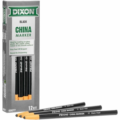 Dixon Industrial Phano Nontoxic China Markers - Black Lead - Black Barrel - 1 Each BLACK  EASY PEEL OFF WRAPPER 
