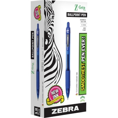 Zebra Z-Grip Retractable Ballpoint Pens - 1 mm (0.04") Medium Pen Point - Retractable - Blue Ink - Clear, Blue Barrel - Nickel Tip - 1 Each MEDIUM POINT  1.0 