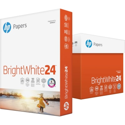 HP Papers - Papier de bureau BrightWhite24 - Blanc - 100 Luminosité - format lettre - 8 1/2 po (215,90 mm) x 11 po (279,40 mm) - 24 lb (10886,22 g) Poids de Base - Séchage rapide, Resistance Aux Eclaboussures - Blanc - 500 / Ramette POUR JET D'ENCRE 500 FEUIL/PQT 