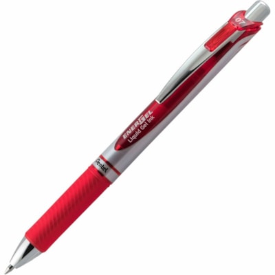 EnerGel Retractable Gel Roller, (0.7mm) Metal Tip, Red Ink - Pentel EnerGel Retractable Liquid Gel Rollerball Pen, Everyday Writing, Office Supplies, School Supplies, 0.7mm Medium Point, Red Ink ROLLER BALL PENS 