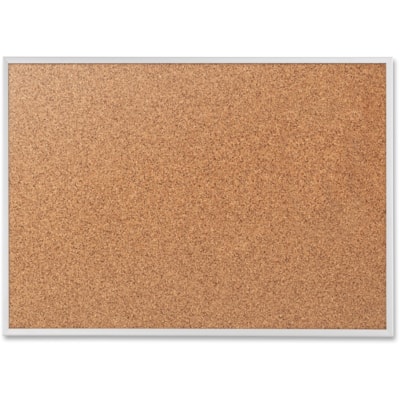 Quartet - Tableau d'affichage de la série classique - hauteur de la planche 36 po (914,40 mm) x largeur de la planche 48 po (1219,20 mm) - Surface Brun Liège naturel - Gros calibre, Auto-guérissant, Robustes - Frame Argenté Aluminium - 1 chaque 48X36 PO  CADRE D ALUMINIUM OXIDE ANODIQUEMENT 1 1/4 PO