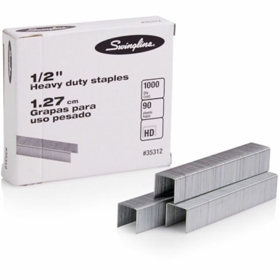 Swingline Premium Heavy-Duty Staples - Heavy Duty - 1/2" (12.70 mm) Leg - Holds 90 Sheet(s) - for Paper - Chisel Point - Silver - 100 Per Strip - 1000 / Box FOR SWINGLINE 900XD & 390 100 SHEET CAPACITY 1000/BX
