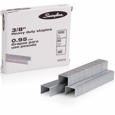 Swingline Premium Heavy-Duty Staples - Heavy Duty - 3/8" (9.53 mm) Leg - Holds 60 Sheet(s) - for Paper - Chisel Point - Silver - 100 Per Strip - 1000 / Box FOR SWINGLINE 900XD & 390 65 SHEET CAPACITY 1000/BX