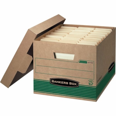 Bankers Box Recycled STOR/FILE File Storage Box - Internal Dimensions: 12" (304.80 mm) Width x 15" (381 mm) Depth x 10" (254 mm) Height - External Dimensions: 12.5" (317.50 mm) Width x 16.3" (412.75 mm) Depth x 10.3" (260.35 mm) Height - Media Size Supported: Letter, Legal - Lift-off Closure - Mediu LETTER AND LEGAL STORAGE 100% RECYCLED