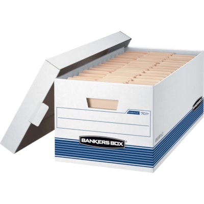 Bankers Box STOR/FILE Storage Box - Internal Dimensions: 12" (304.80 mm) Width x 24" (609.60 mm) Depth x 10" (254 mm) Height - External Dimensions: 12.9" (327.15 mm) Width x 25.4" (644.65 mm) Depth x 10.3" (260.35 mm) Height - Media Size Supported: Letter - Lift-off Closure - Medium Duty - Stackable STORAGE BOX 
