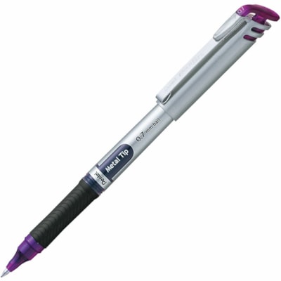 EnerGel Liquid Gel Pen, (0.7mm) Metal Tip, Capped, Violet Ink - Pentel EnerGel Liquid Gel Rollerball Pen with Cap to Protect Pockets, Everyday Writing, Office Supplies, School Supplies, 0.7mm Medium Point, Violet Ink 0.7MM QUICK DRYING ACID FREE INK