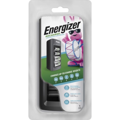 Energizer Recharge Universal Charger - 6 Hour Charging - AA, AAA, C, D, 9V - 1 Each CHARGES AA/AAA/C/D/9V 3 HR CHARGING CHARGE INDICATOR