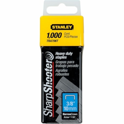 Stanley Bostitch SharpShooter Heavy-Duty 3/8" Staples - 84 Per Strip - Heavy Duty - 3/8" (9.53 mm) Leg - 3/8" (9.53 mm) Crown - Steel Gray - 1000 / Box HEAVY DUTY 3/8IN  10MM STAPLES NARROW CROWN  1000/PK