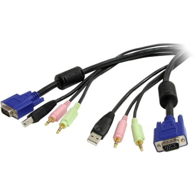 StarTech.com - Câble KVM - 6 pi (1,83 m) Câble KVM (clavier, vidéo, souris) pour Pavé numérique, Souris, Microphone, Commutateur KVM - Noir - 1 chaque  vidÃ©o   USB   audio et micro phone tout po un cÃ¢