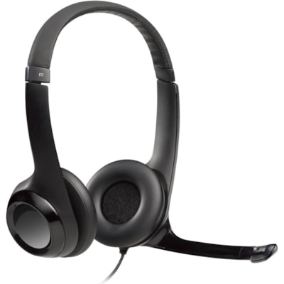 Logitech Padded H390 USB Headset - Stereo - USB - Wired - 20 Hz to 20 kHz - Over-the-head - Binaural - Circumaural - 8 ft (2.44 m) Cable - Noise Cancelling Microphone - Black, Silver  