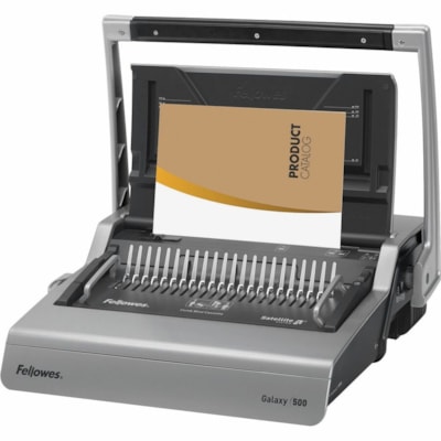Fellowes Galaxy(tm) 500 Comb Binding Machine w/ Starter Kit - CombBind - 500 Sheet(s) Bind - 28 Punch - 6.50" (165.10 mm) Height x 20.88" (530.35 mm) Width x 17.75" (450.85 mm) Depth - Metallic Silver, Black achine with Starter Kit 